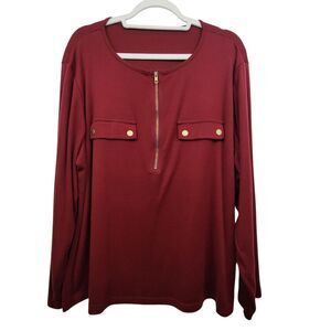 Shein Curve Zipper Front Faux Pocket Top Size 3XL